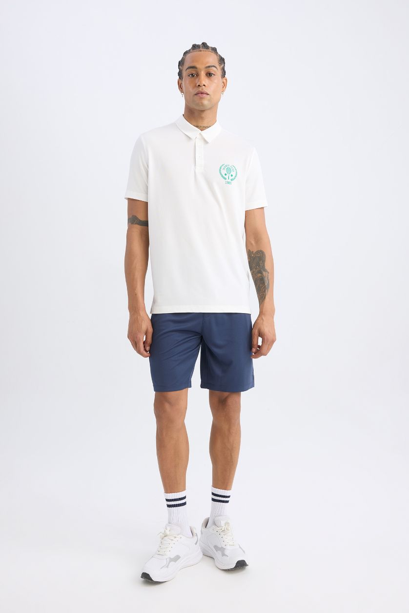 MAN White DeFactoFit Standard Fit Printed Sports Heavy Fabric T-Shirt