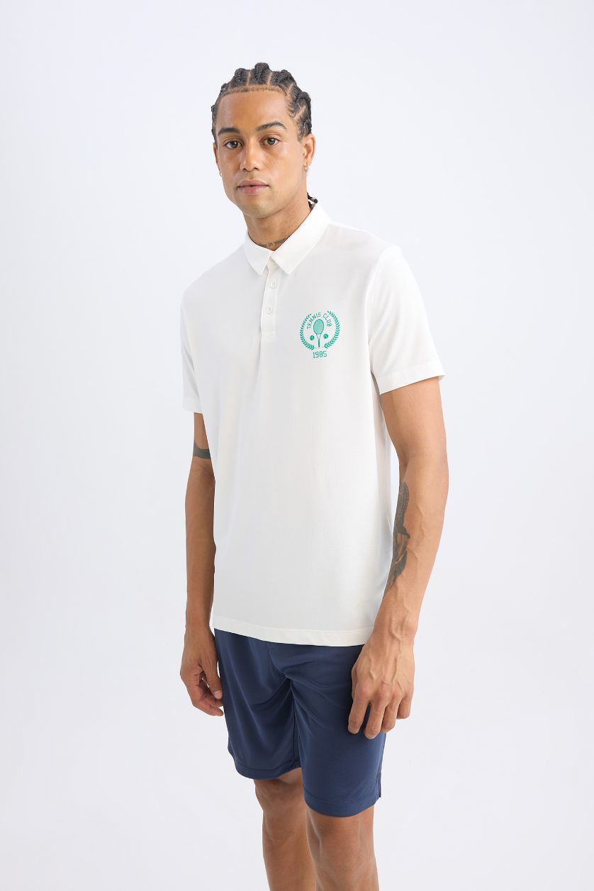 MAN White DeFactoFit Standard Fit Printed Sports Heavy Fabric T-Shirt