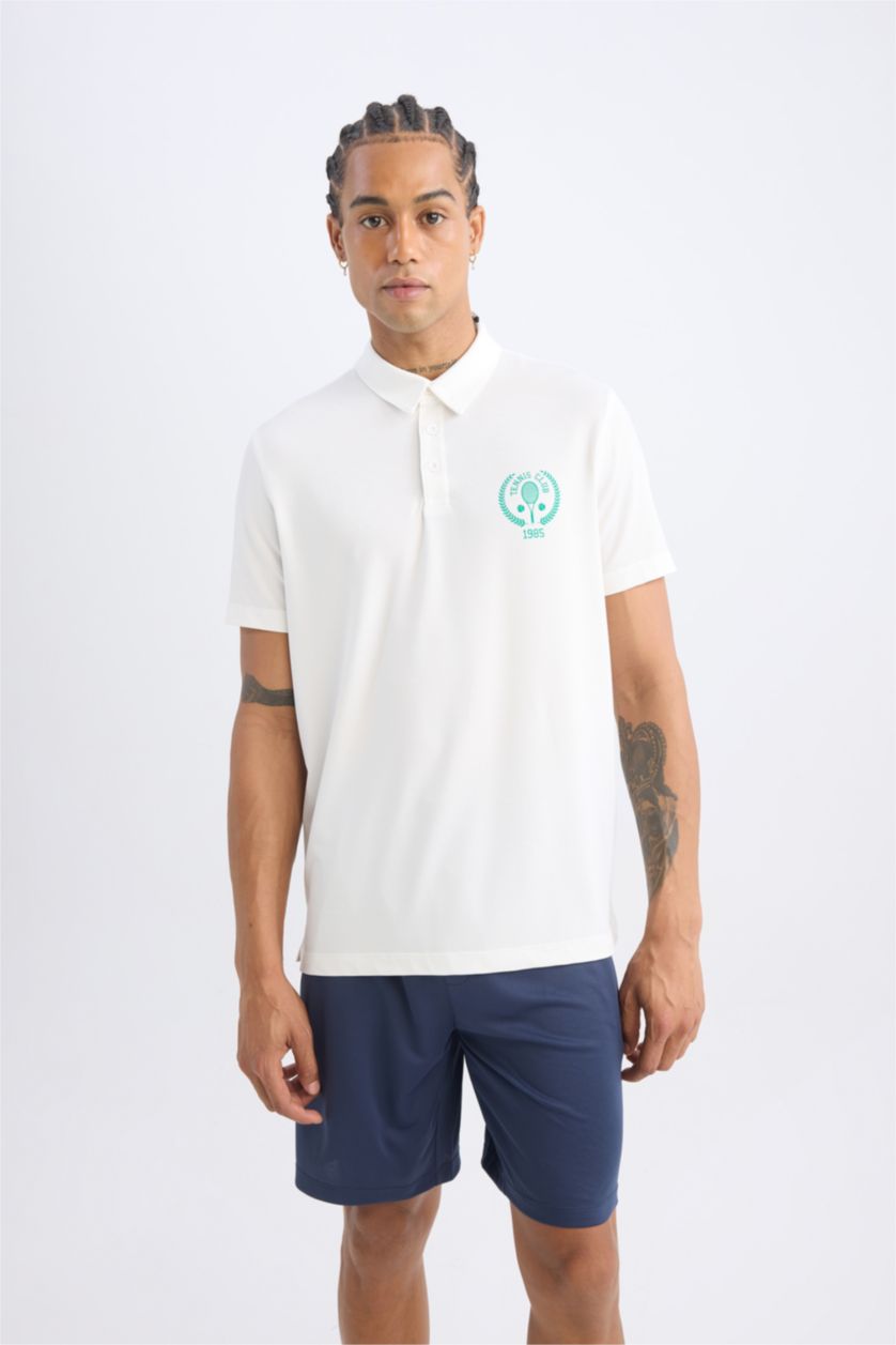 MAN White DeFactoFit Standard Fit Printed Sports Heavy Fabric T-Shirt