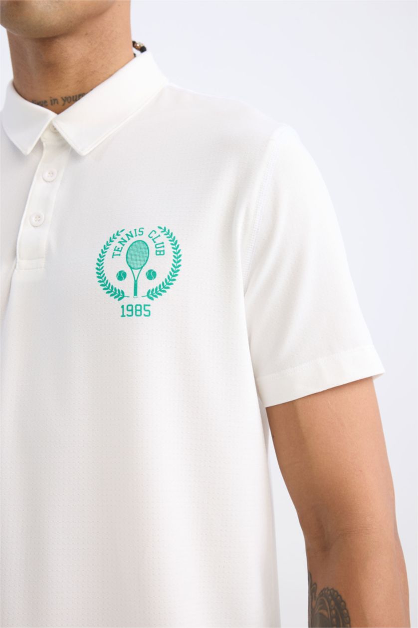 MAN White DeFactoFit Standard Fit Printed Sports Heavy Fabric T-Shirt