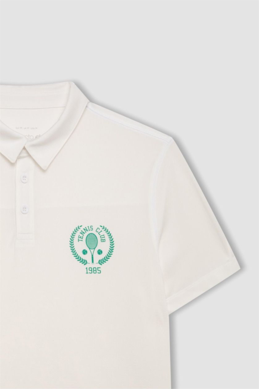 MAN White DeFactoFit Standard Fit Printed Sports Heavy Fabric T-Shirt