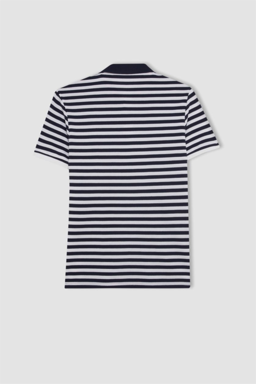 MAN NAVY DeFactoFit Standard Fit Polo Neck Embroidered Polo T-Shirt