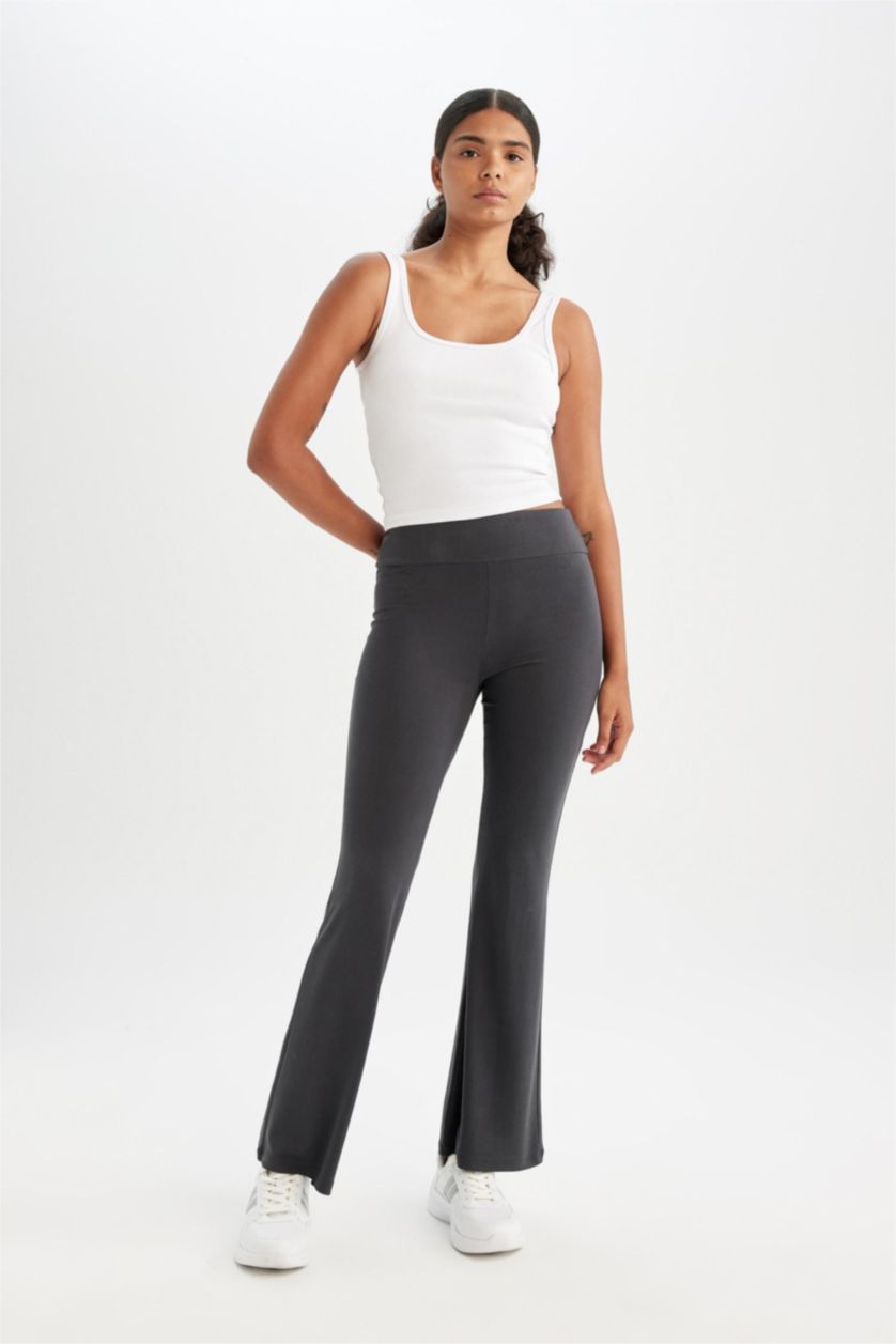 Kadın Antrasit İspanyol Paça Sporcu Modal Pantolon