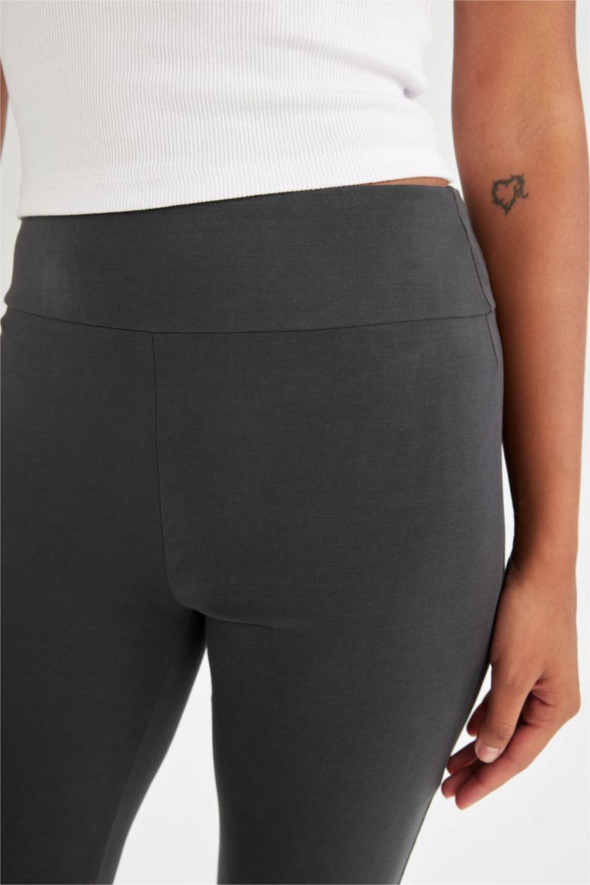 Kadın Antrasit İspanyol Paça Sporcu Modal Pantolon