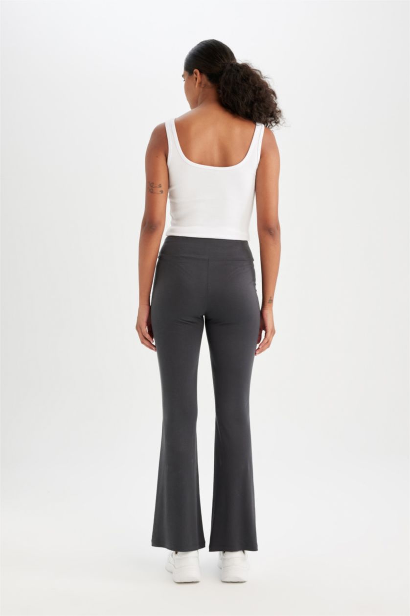 Kadın Antrasit İspanyol Paça Sporcu Modal Pantolon