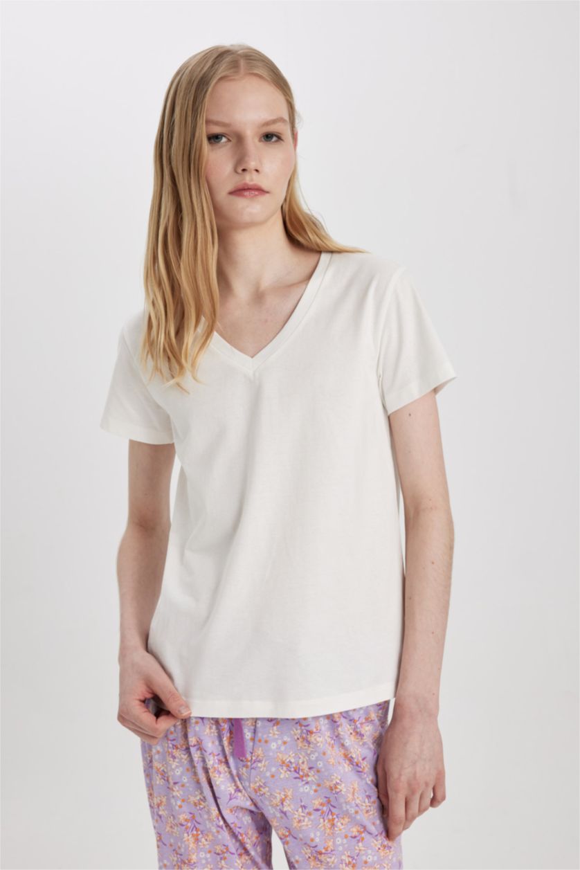 WOMAN Light Lilac Fall in Love Regular Fit Short Sleeve 2 Piece Set