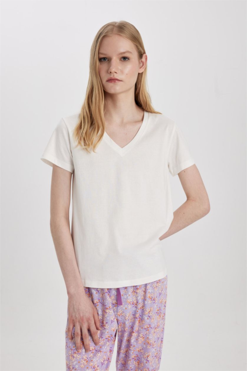 WOMAN Light Lilac Fall in Love Regular Fit Short Sleeve 2 Piece Set