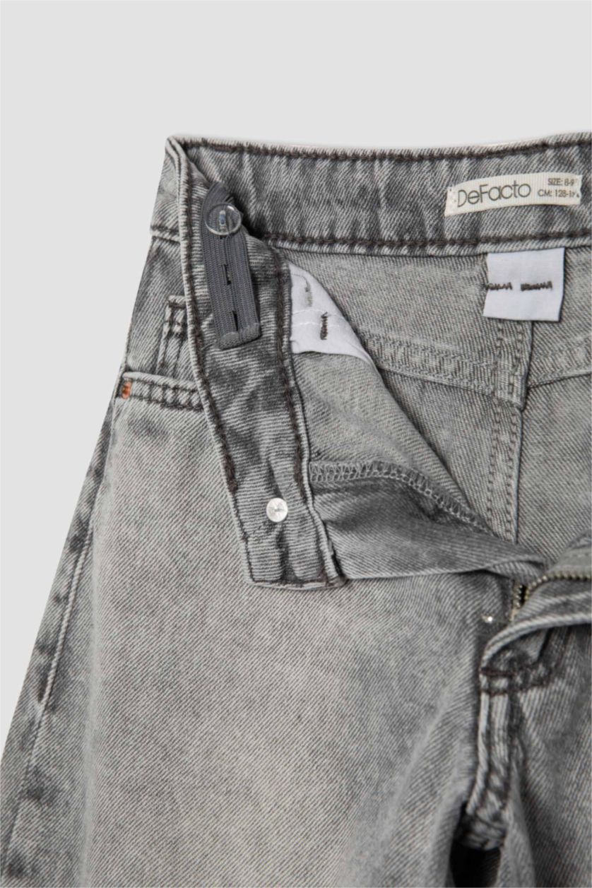 بنات رمادي فاتح بنطلون بناتي وايد ليج برجل واسع بجيب