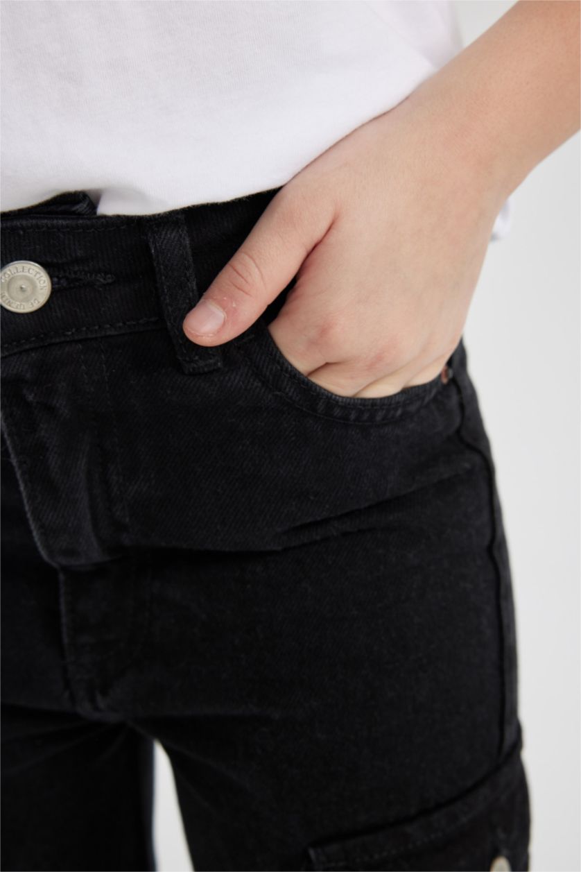 GIRLS & TEENS Anthracite Girl Cargo Flare Fit Flare Leg Trousers