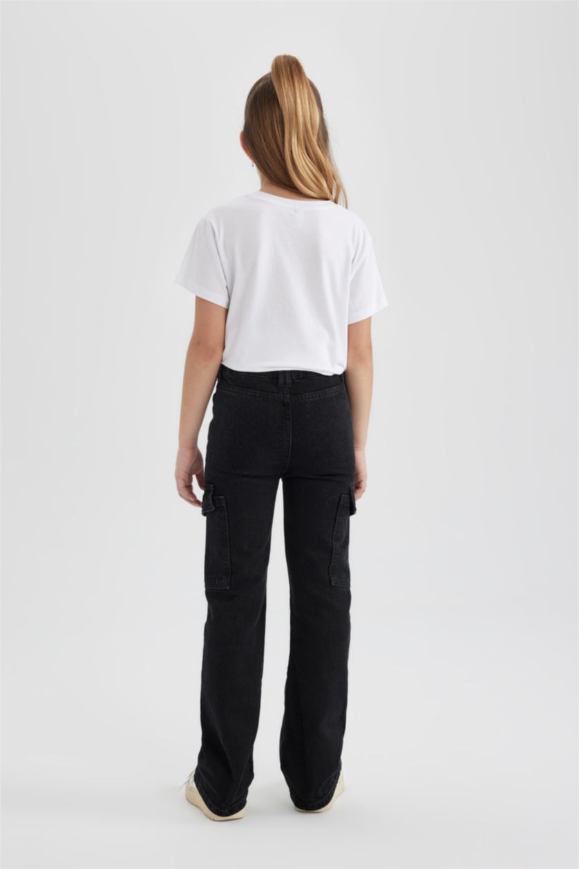 GIRLS & TEENS Anthracite Girl Cargo Flare Fit Flare Leg Trousers