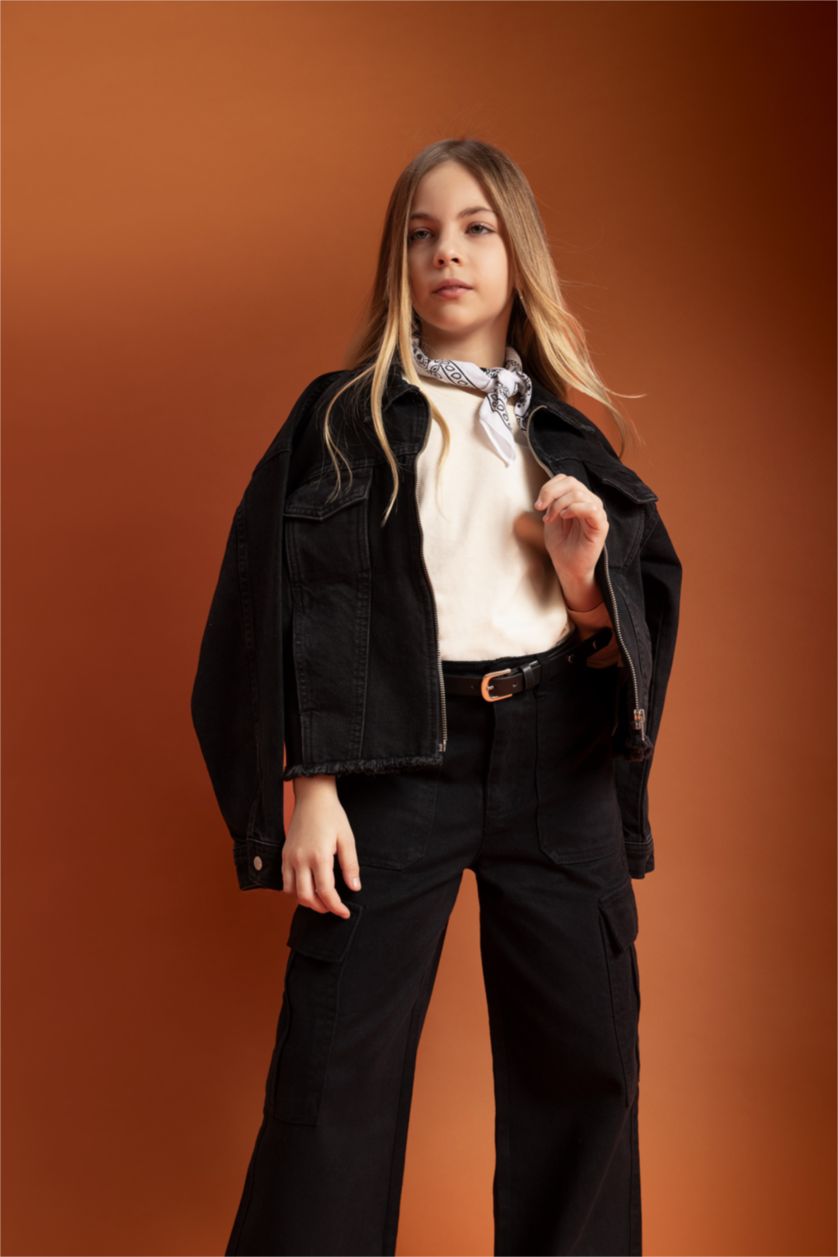 GIRLS & TEENS Black جينز كروب