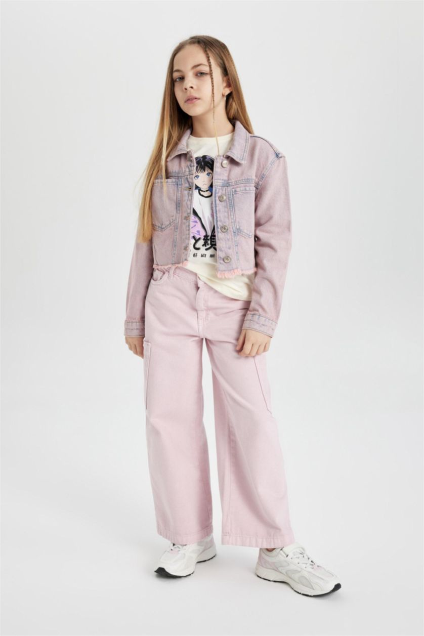 Kız Çocuk - Genç Kız Mavi Crop Jean Ceket Kız Çocuk