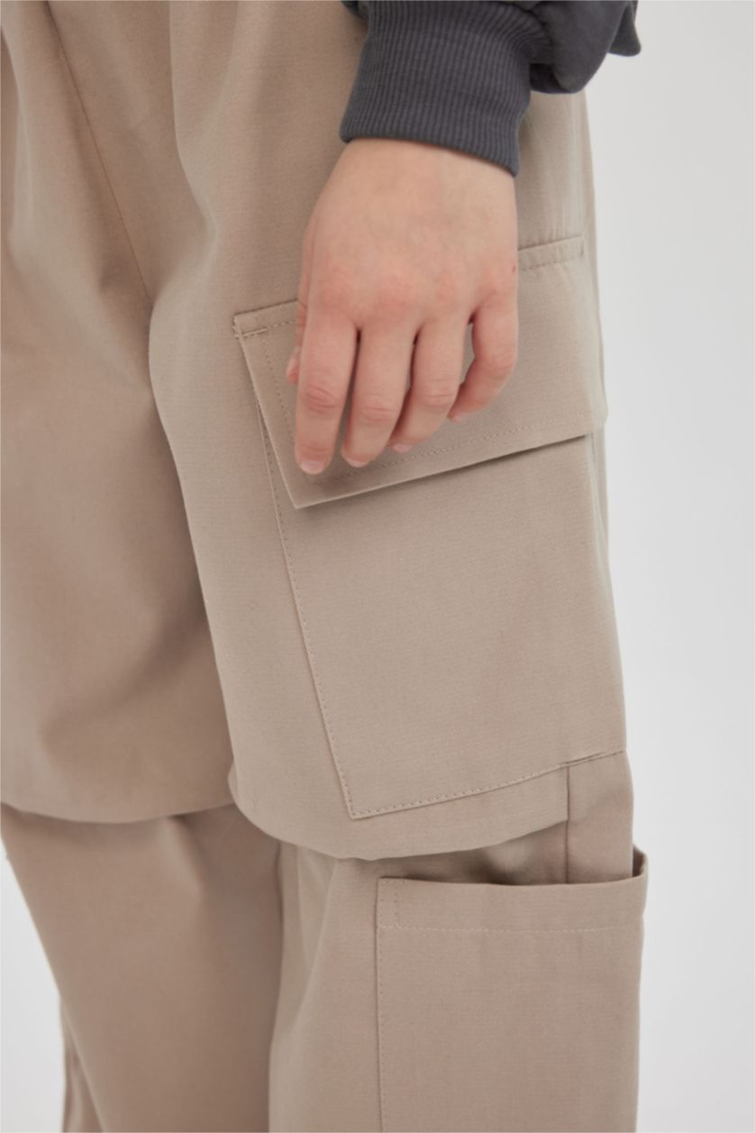 Kız Çocuk - Genç Kız Taş Paraşüt Kargo Pamuklu Pantolon Kız Çocuk