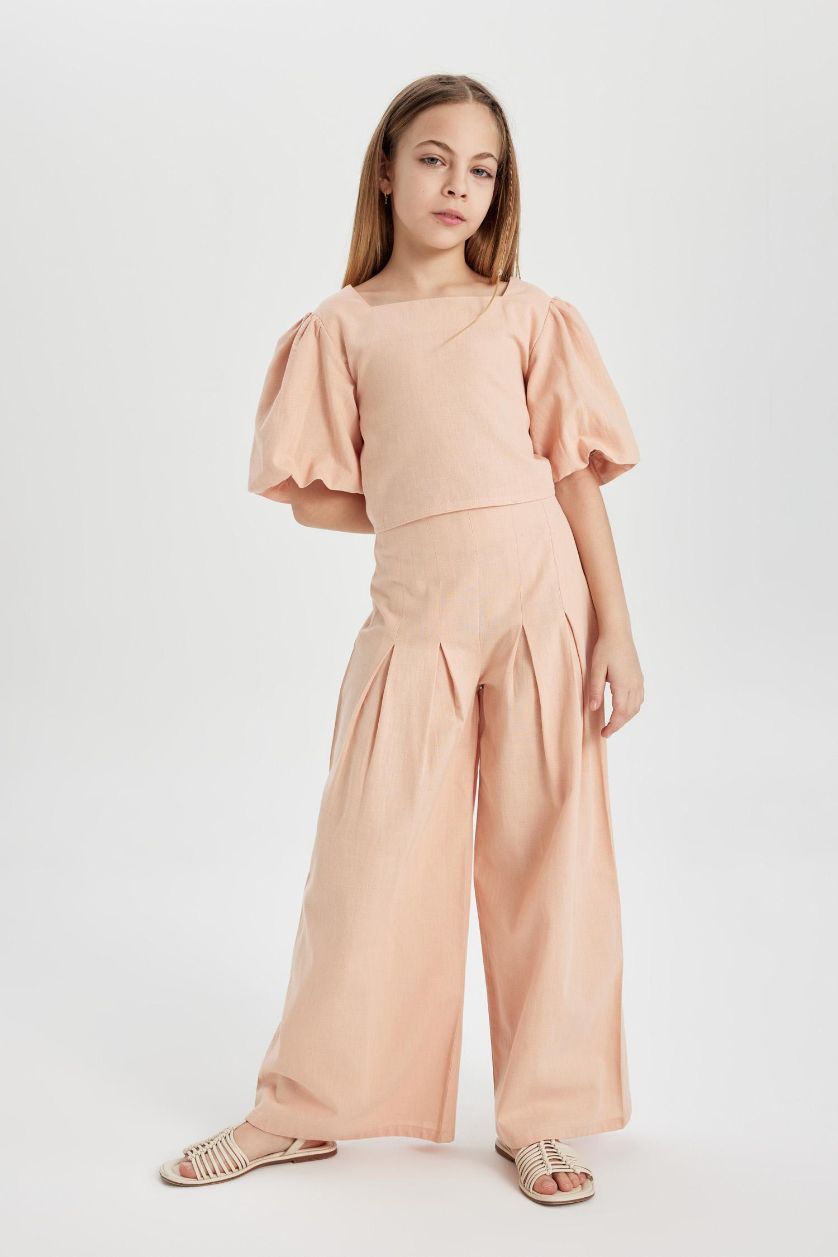 بنات سيموني سروال بناتي قطن واسع برجل واسع