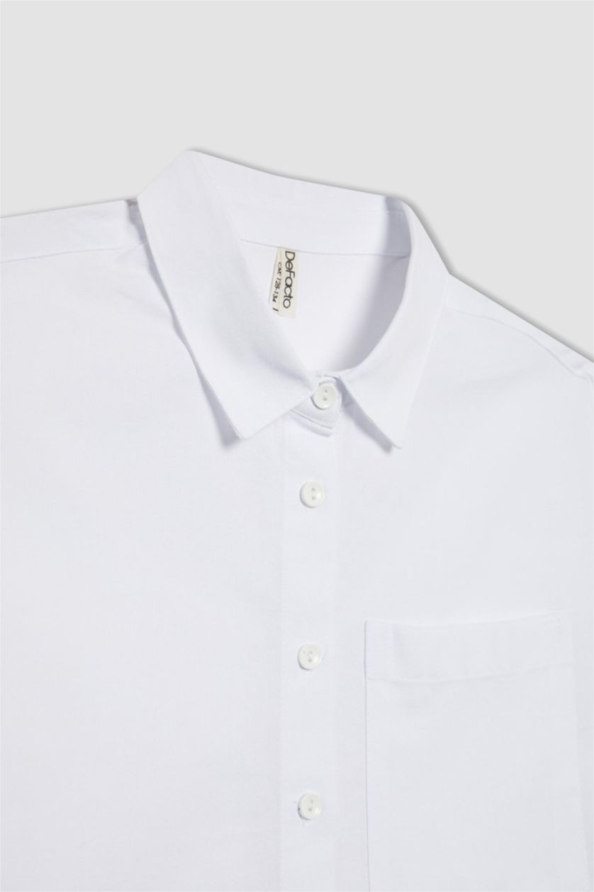 بنات أبيض قميص بناتي نص ردن أوكسفورد اوفر سايز