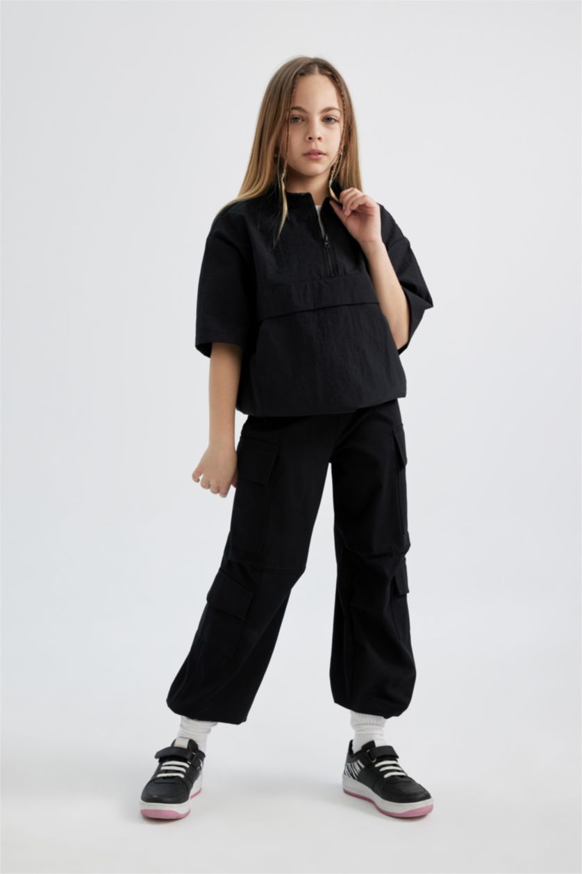 Girls & Teens Black Girl Crop Short Sleeve Blouse