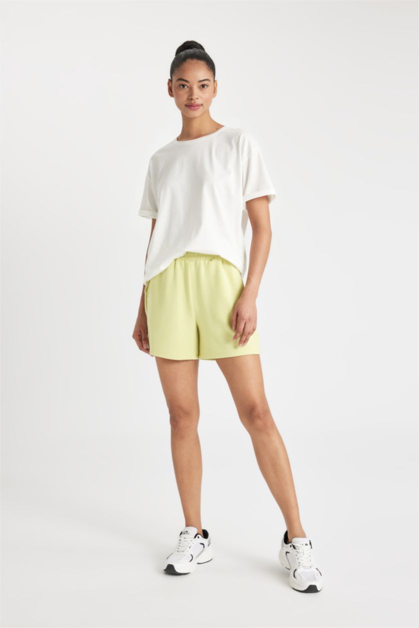 Women Light Green DeFactoFit Standard Fit Short Leg Modal Shorts