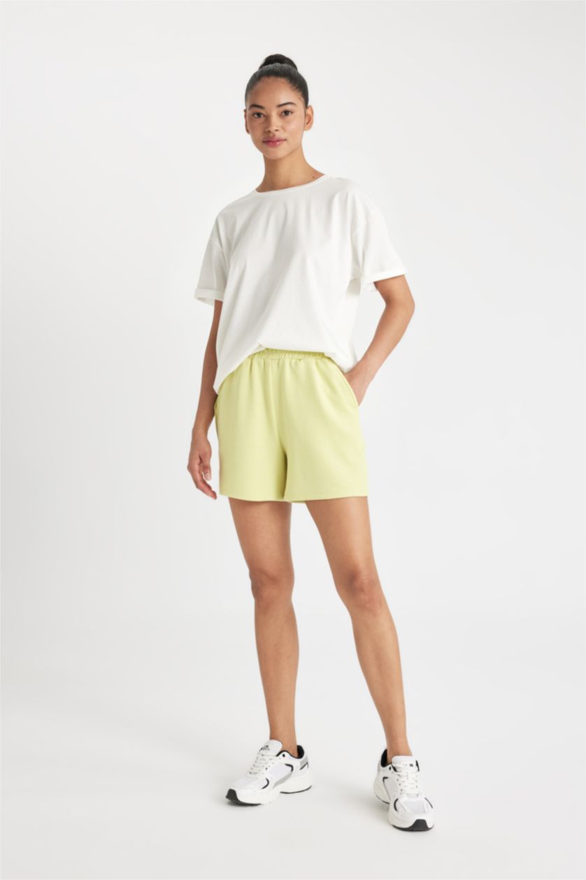 Women Light Green DeFactoFit Standard Fit Short Leg Modal Shorts