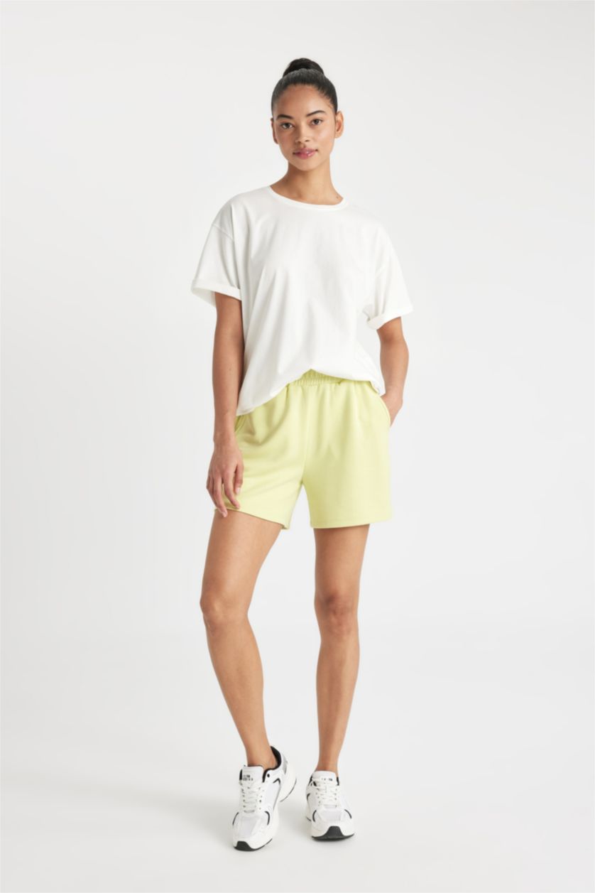 Women Light Green DeFactoFit Standard Fit Short Leg Modal Shorts