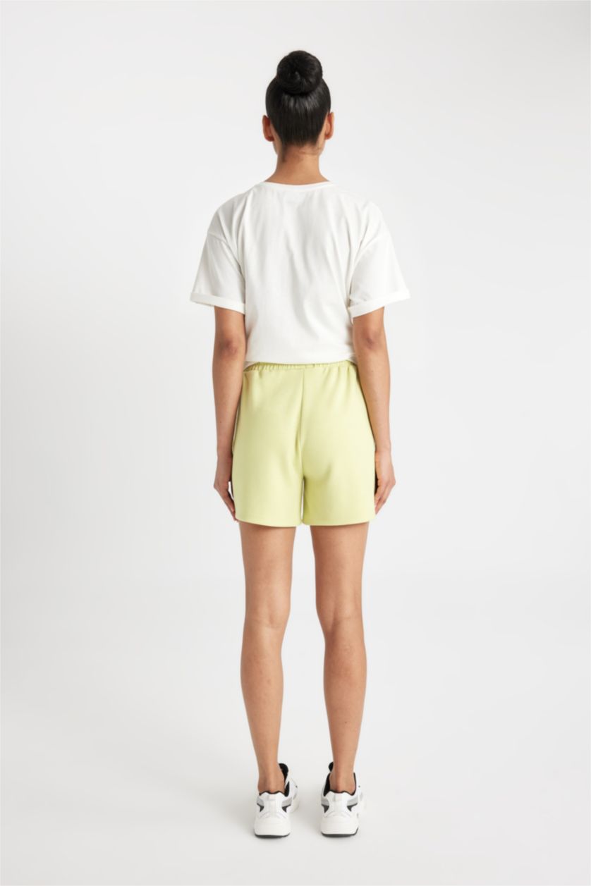 Kadın Açık Yeşil Standart Fit Kısa Paça Sporcu Modal Şort