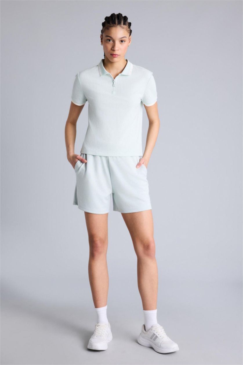 Kadın Mint Standart Fıt Kısa Paça Modal Şort
