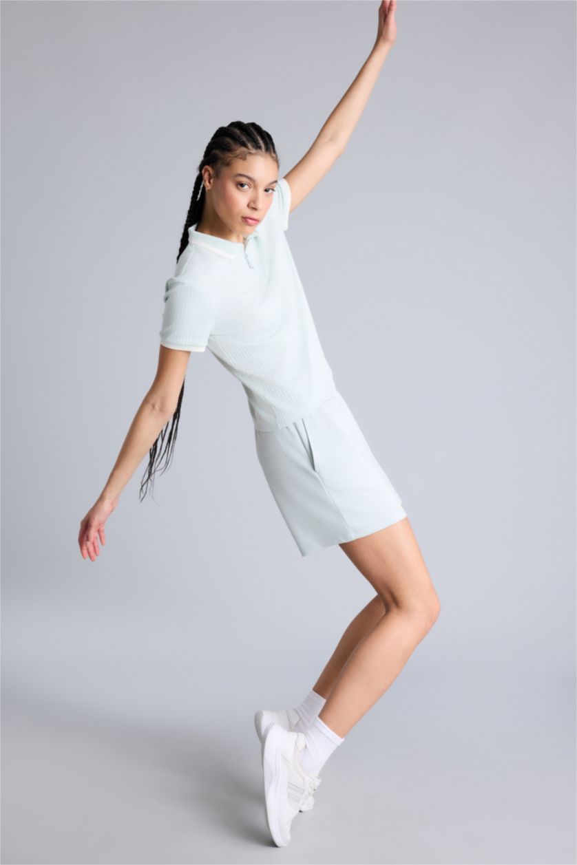 Kadın Mint Standart Fıt Kısa Paça Modal Şort