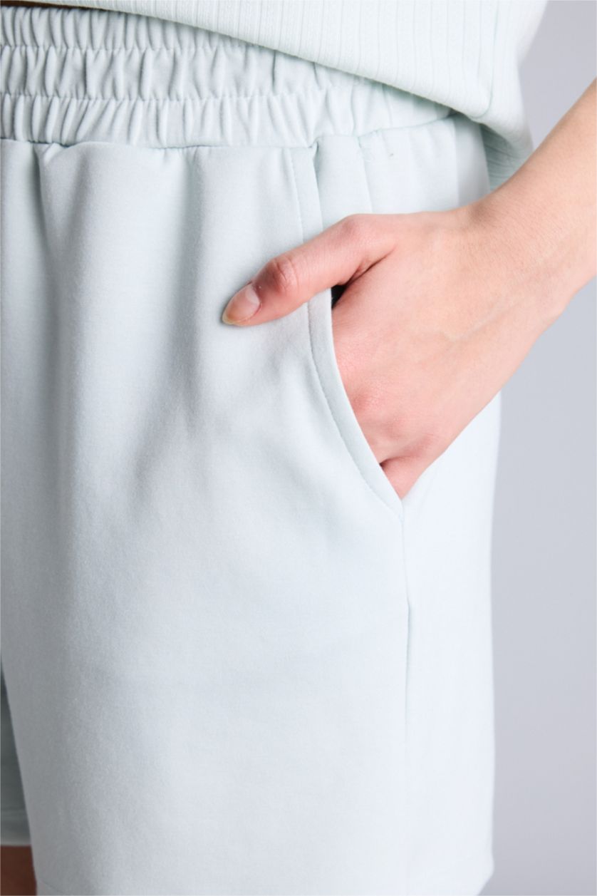 Kadın Mint Standart Fıt Kısa Paça Modal Şort