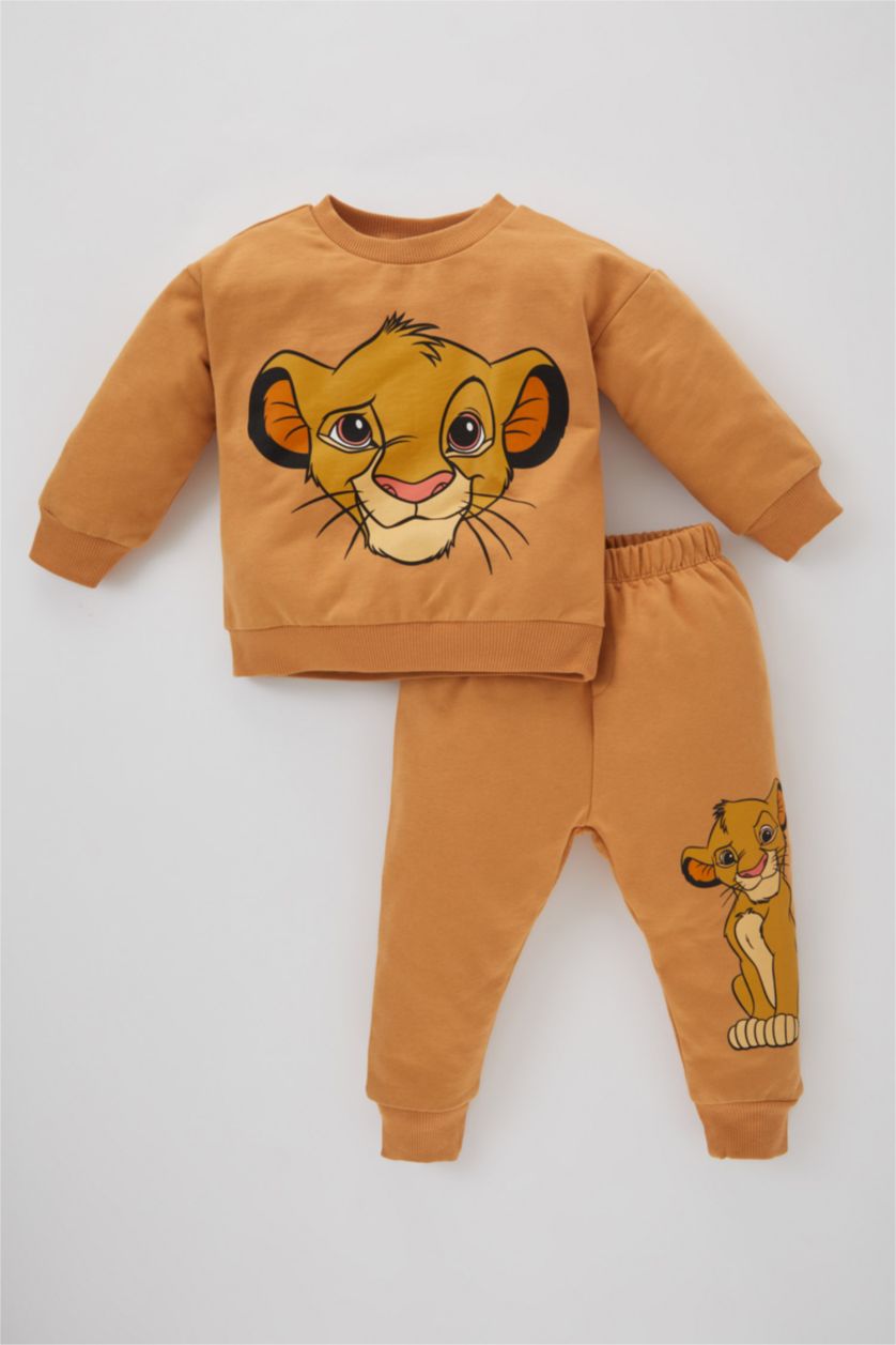 طفل صغير جملي سيت ولادي سويت شيرت وسويت بانتس من ليون كينج - قطعتين