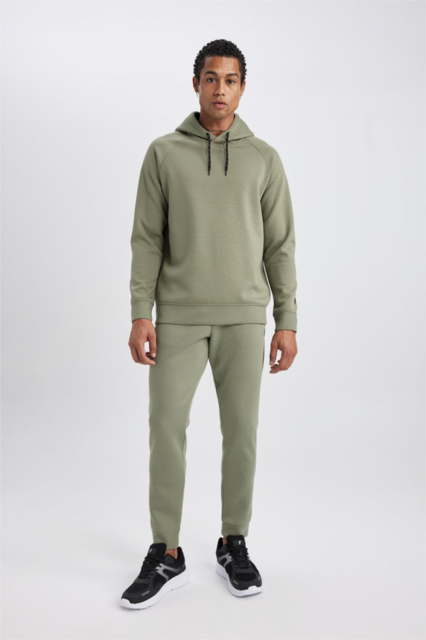 رجال كاكي فاتح سويت شيرت رياضي قصة عادية قماش سكوبا من DeFactoFit