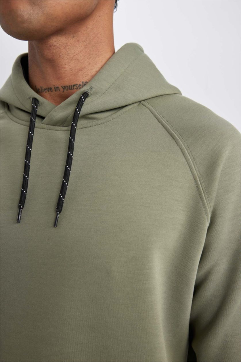 رجال كاكي فاتح سويت شيرت رياضي قصة عادية قماش سكوبا من DeFactoFit