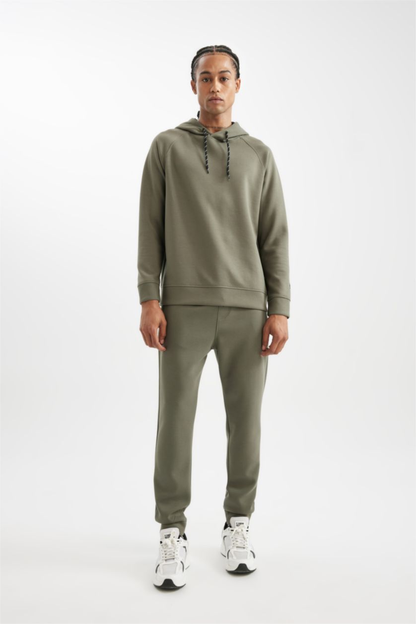 رجال كاكي سويت شيرت رياضي قصة عادية قماش سكوبا من DeFactoFit