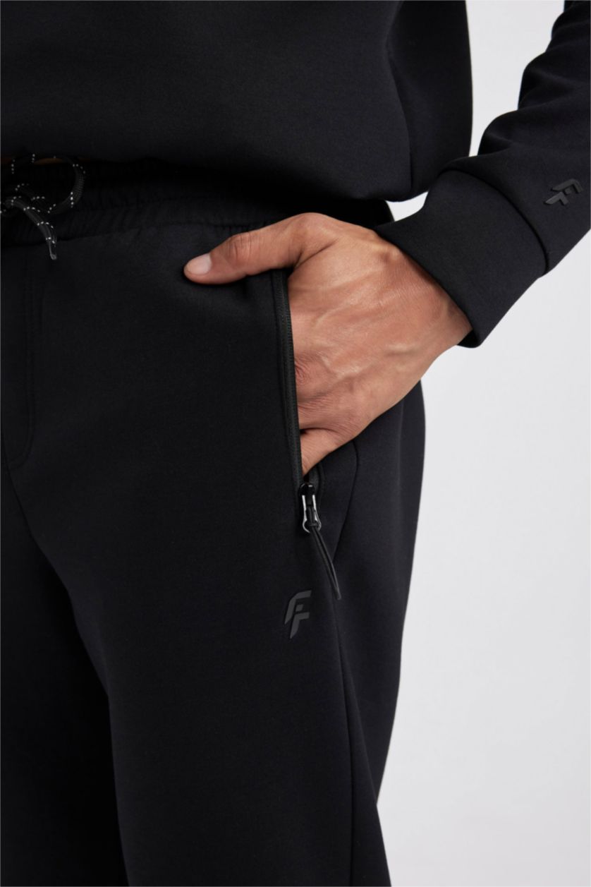 MAN Black Slim Fit Scuba Fabric Jogger