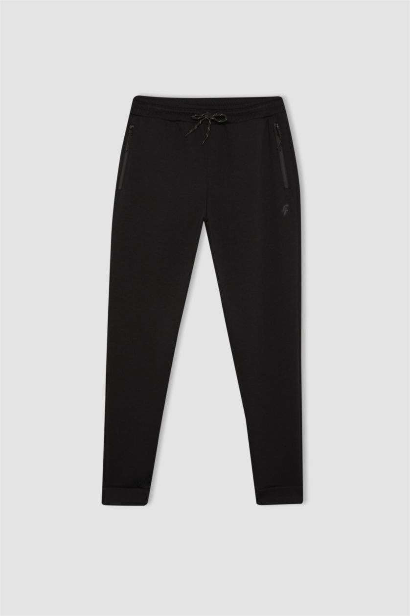 MAN Black Slim Fit Scuba Fabric Jogger