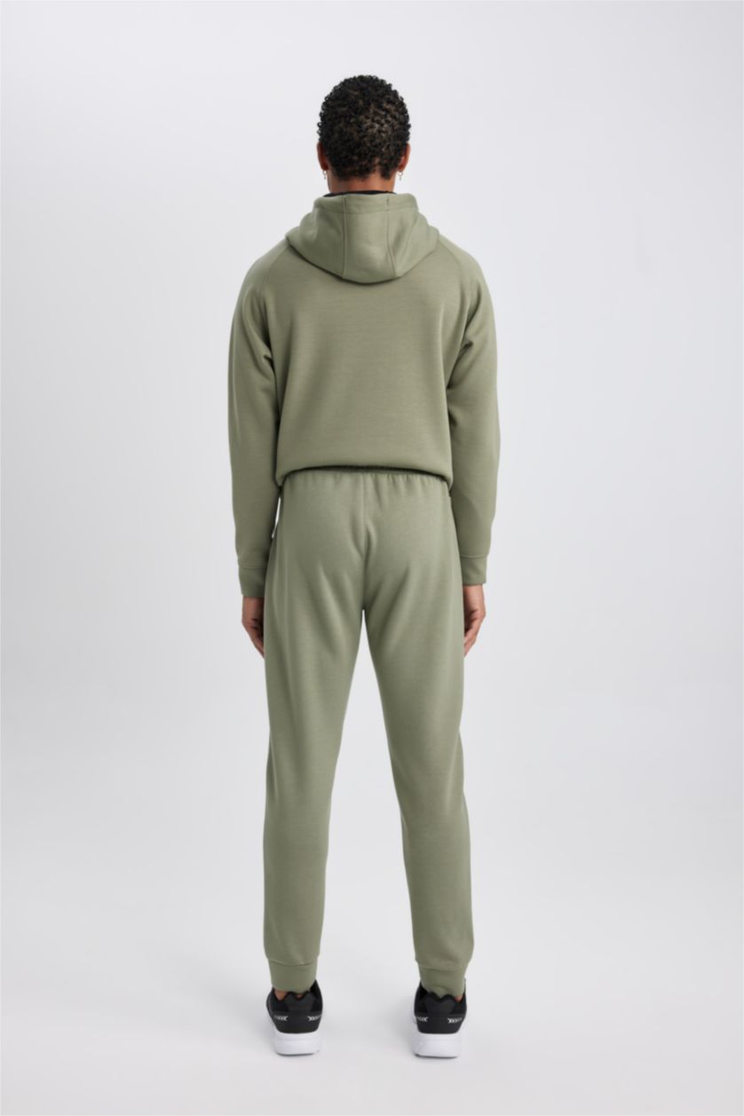 Erkek Açık Haki Sporcu Jogger Eşofman Altı Slim Fit Dar Kesim Skuba Dalgıç Kumaş Standart Paça