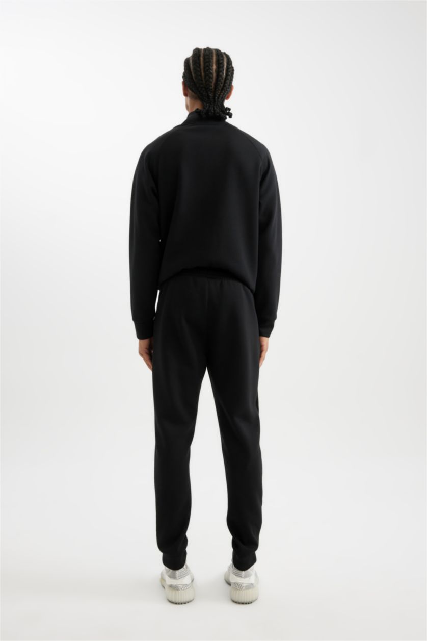 Man Black DeFactoFit Black Slim Fit Scuba Fabric Jogger Sweatpants