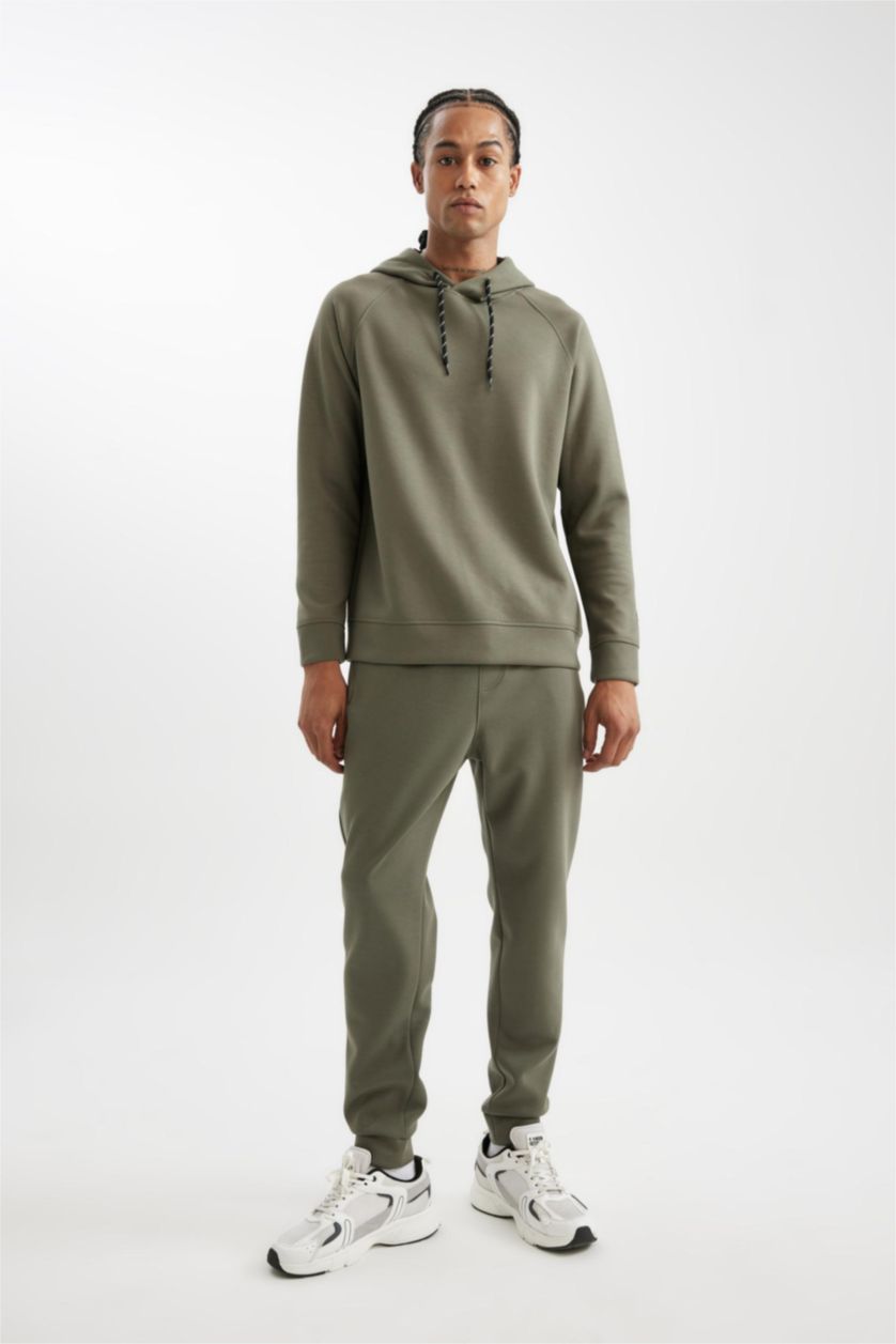 Erkek Haki Sporcu Jogger Eşofman Altı Slim Fit Dar Kesim Skuba Dalgıç Kumaş Standart Paça