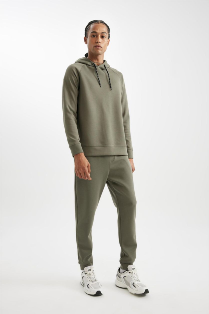 Erkek Haki Sporcu Jogger Eşofman Altı Slim Fit Dar Kesim Skuba Dalgıç Kumaş Standart Paça