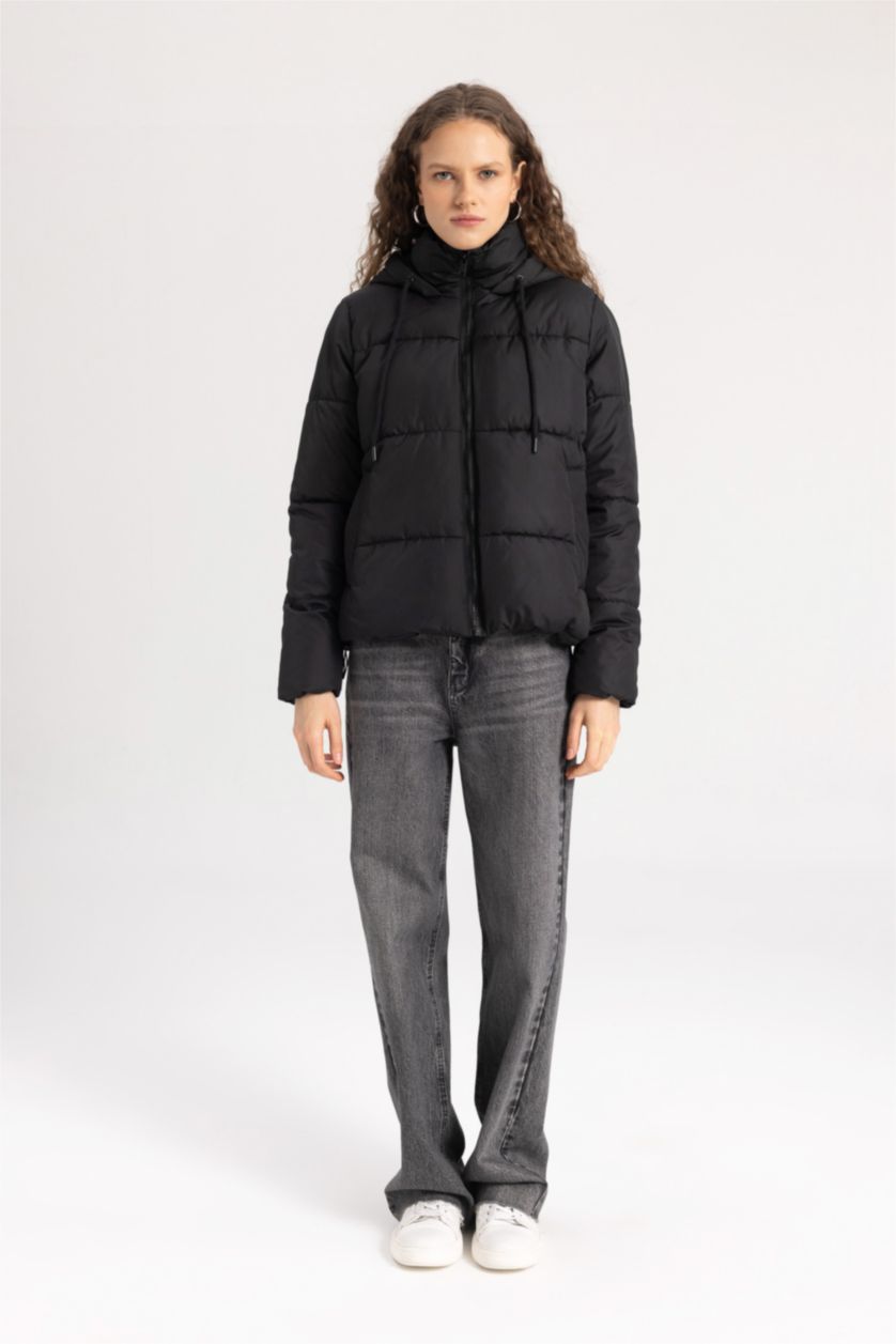 FEMME Noir Doudoune imperméable à coupe régulière