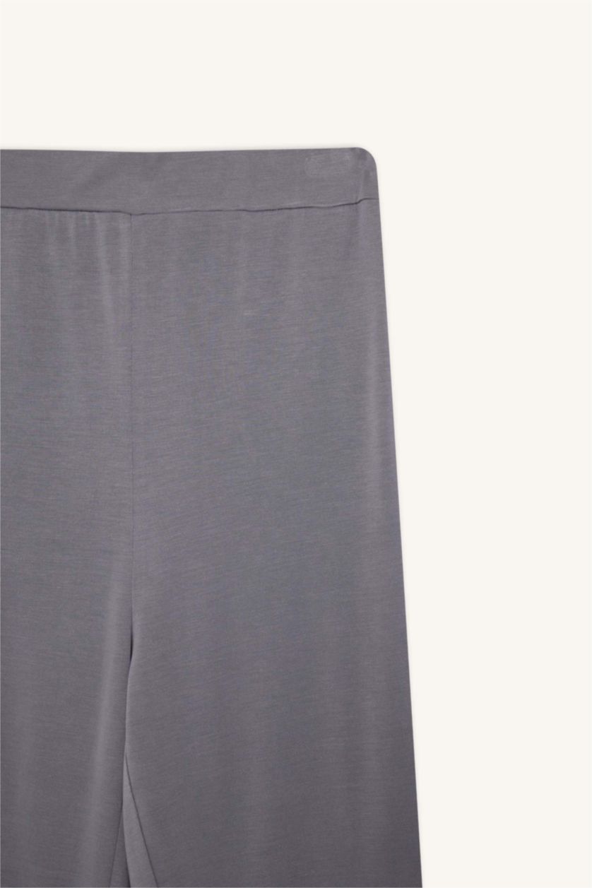 Kadın Gri Oversize Geniş Kalıp Sporcu Pantolon Jogger Paça Standart Boy Modal Kumaş