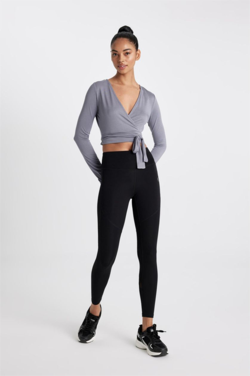 WOMAN Grey Standard Fit modal Long Sleeve T-Shirt