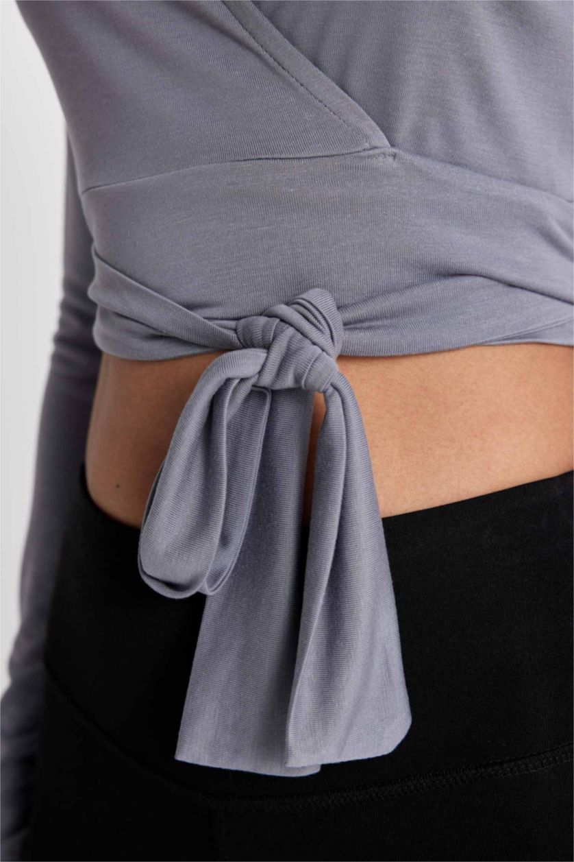 WOMAN Grey Standard Fit modal Long Sleeve T-Shirt