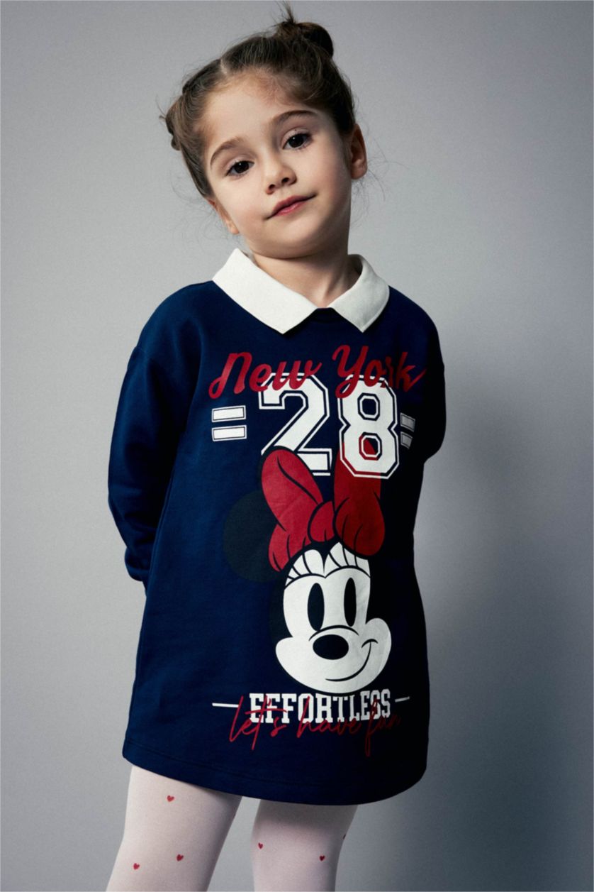 Kız Bebek Lacivert Kız Bebek Disney Mickey & Minnie Uzun Kollu Elbise