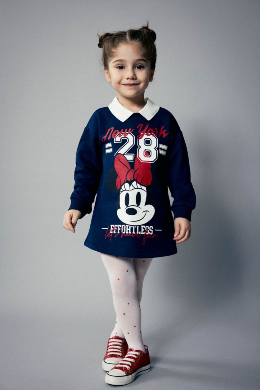 Kız Bebek Lacivert Kız Bebek Disney Mickey & Minnie Uzun Kollu Elbise