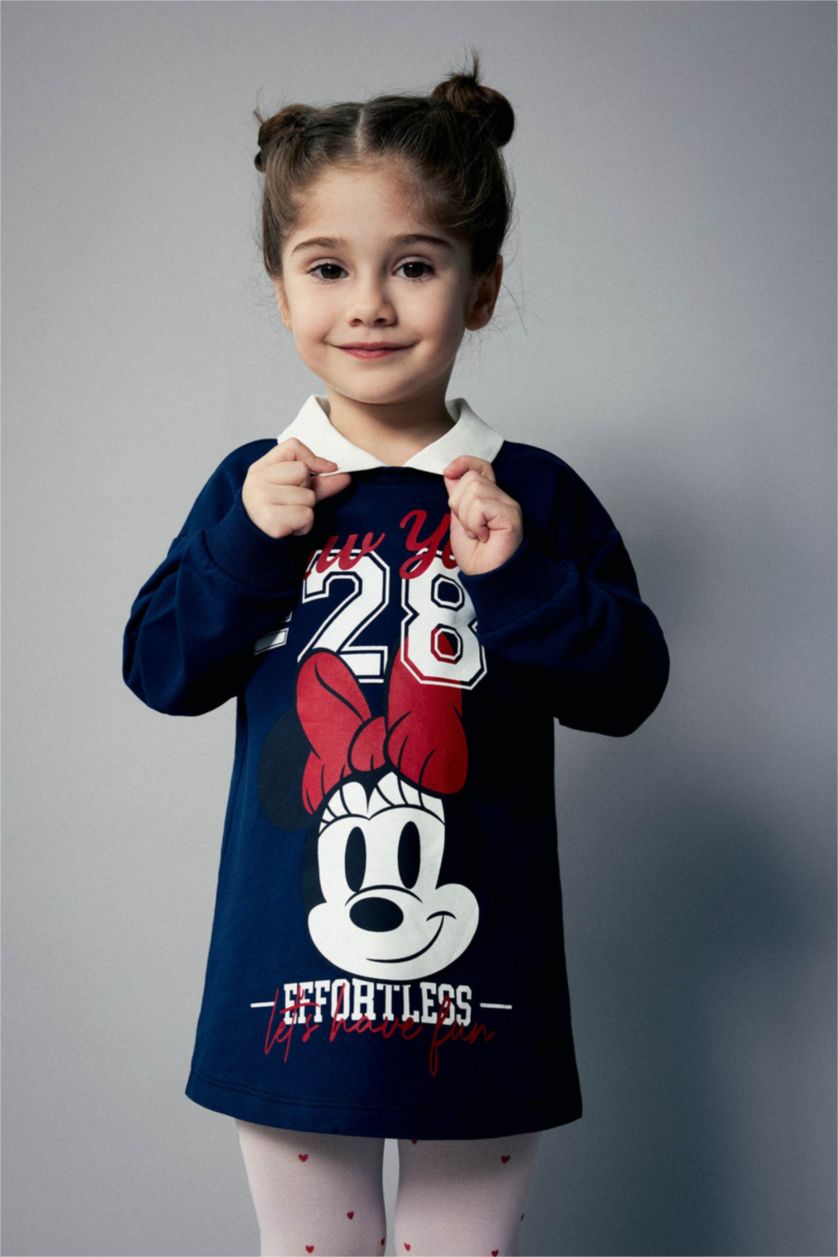 Kız Bebek Lacivert Kız Bebek Disney Mickey & Minnie Uzun Kollu Elbise