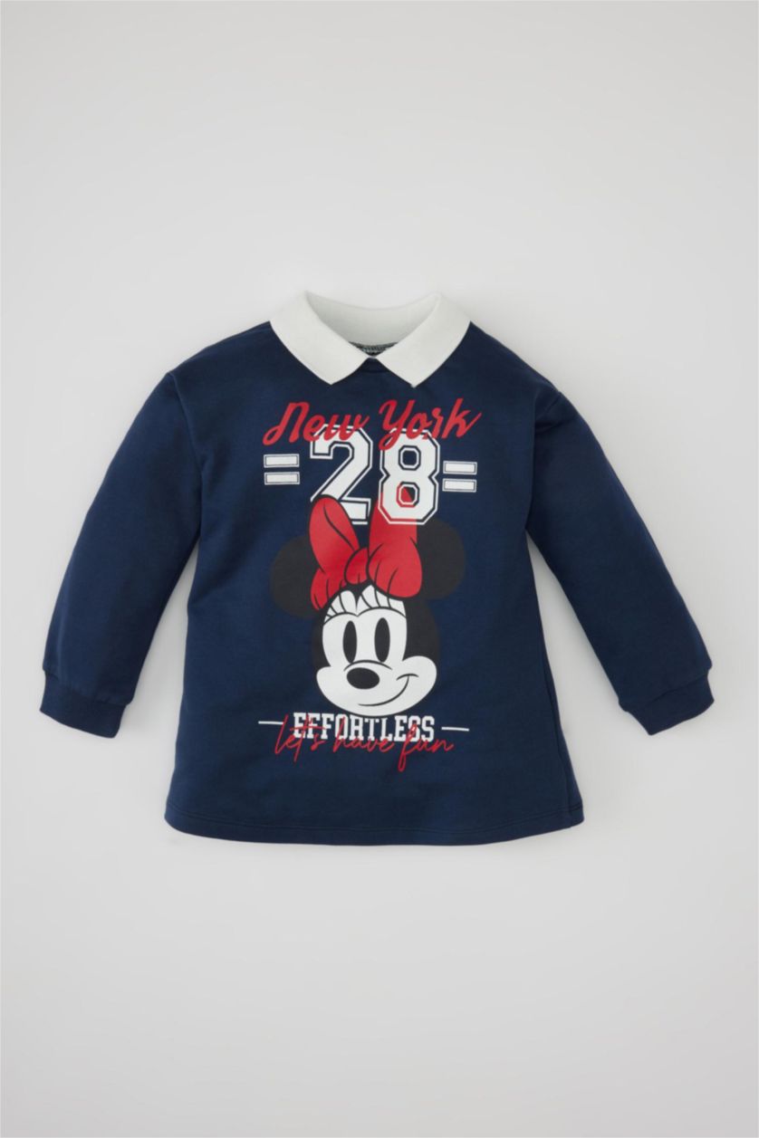 Kız Bebek Lacivert Kız Bebek Disney Mickey & Minnie Uzun Kollu Elbise