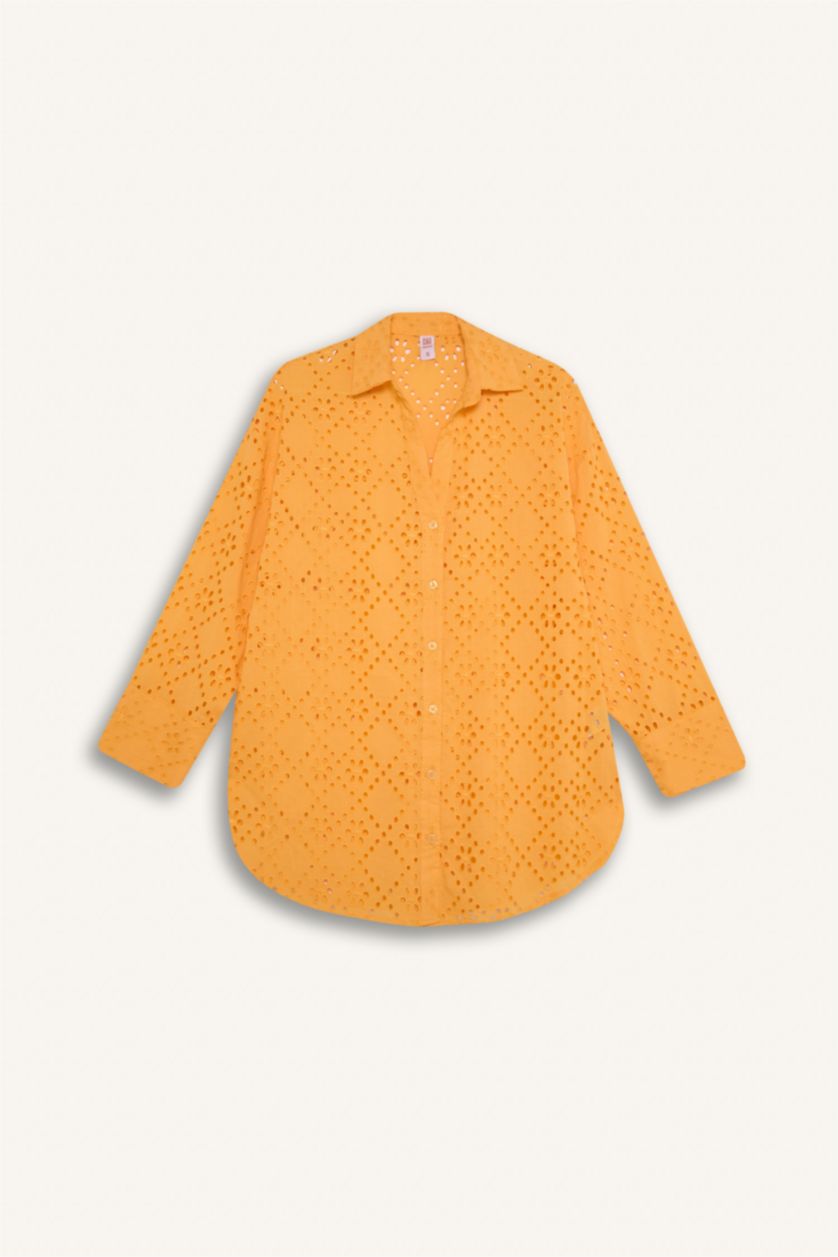 Woman Orange Fall in Love Cotton Yellow Beach Shirt