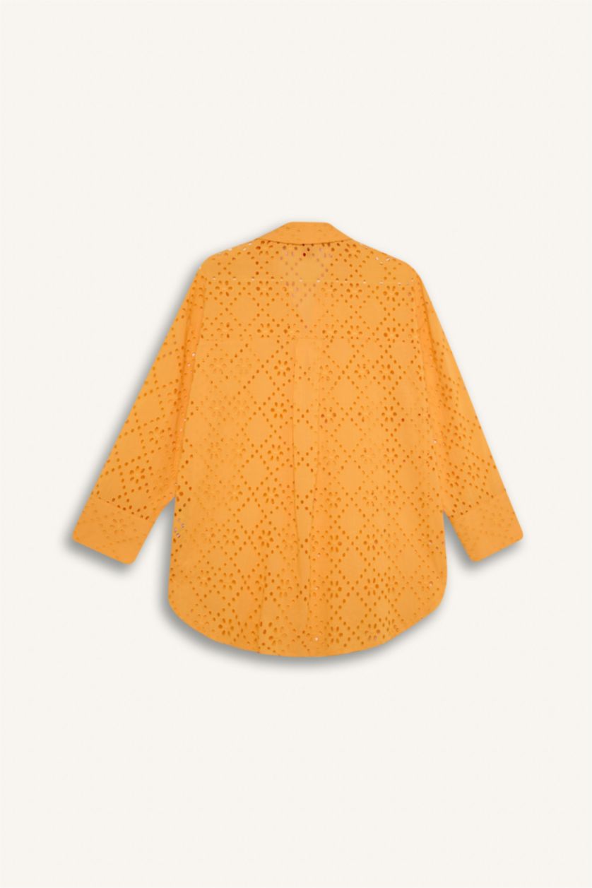 Woman Orange Fall in Love Cotton Yellow Beach Shirt