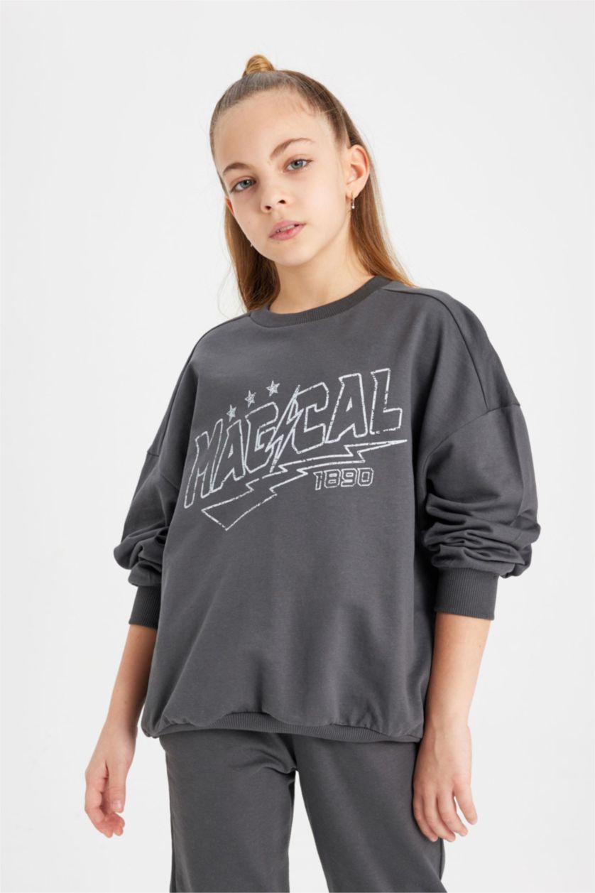 بنات أنثرا سيت بناتي سويت شيرت وسويت بانتس - قطعتين