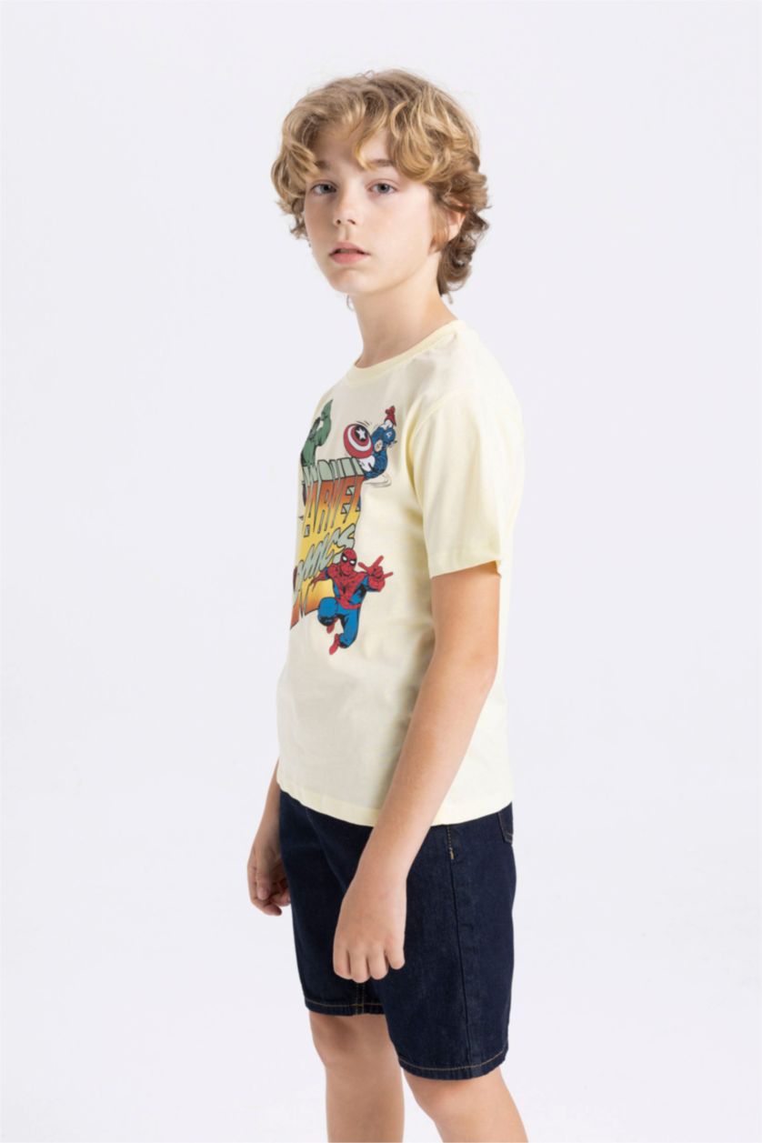 GARÇONS Jaune Clair T-Shirt Jersey Coupe Régulière à Manches Courtes Marvel Comics pour Garçon