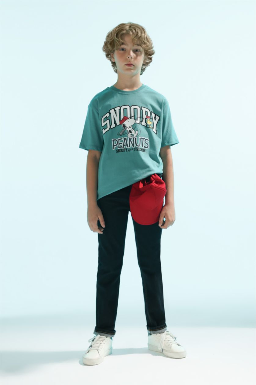 أولاد أخضر فاتح تي شيرت ولادي نص كم قصة عادية بياقة مستديرة من سنوبي